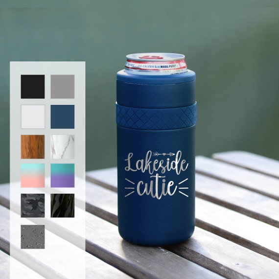 Personalize Can Cozie | Best Camping Gift Engraved 12oz Elemental Slim Can Cooler | Insulated Beverage Holder, Seltzer Can Cooler, Birthday