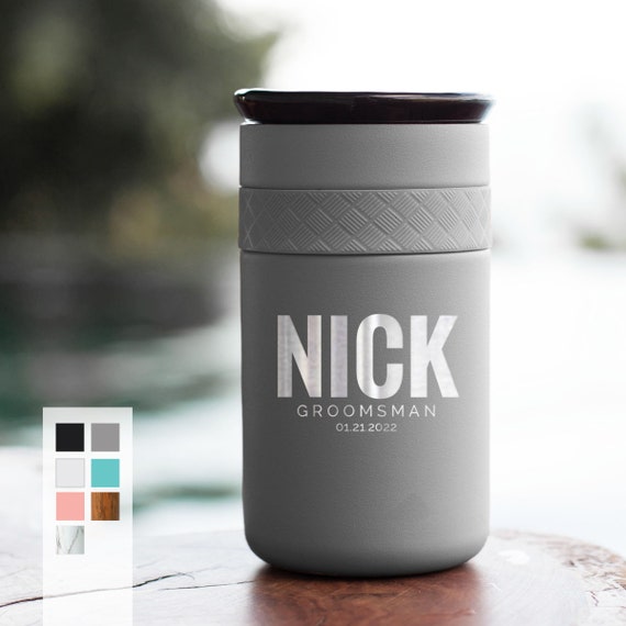 Personalized Tumbler Wedding Gift Insulated Stainless Steel Tumbler 12oz with CERAMIC Lid - 6hrs hot | 18 hrs cold | Brides Maid, Groom Gift