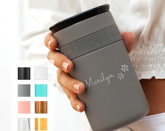 Personalized Insulated Stainless Steel Coffee Tumbler 12oz with CERAMIC Lid - 6hrs hot | 18 hrs cold | Best Gift for Coffee Lovers