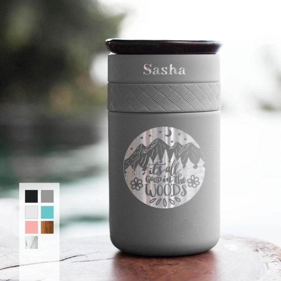 Customized Engraved Tumbler, Stainless Steel Coffee Tumbler Personalized 12oz with CERAMIC Lid - Best Gift Coffee lovers, Adventure
