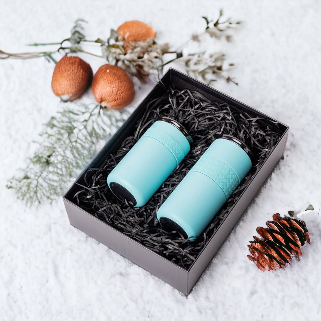 Personalized Coffee Tumbler Gift Set With Ceramic Lid Insulated 12oz