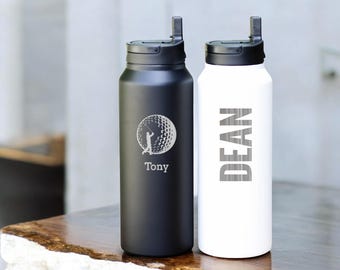 Personalized with Name Sports Water Bottle With Straw | Cold for 24 hours / Hot for 12 hours | Perfect for athletes & Gym Enthusiasts