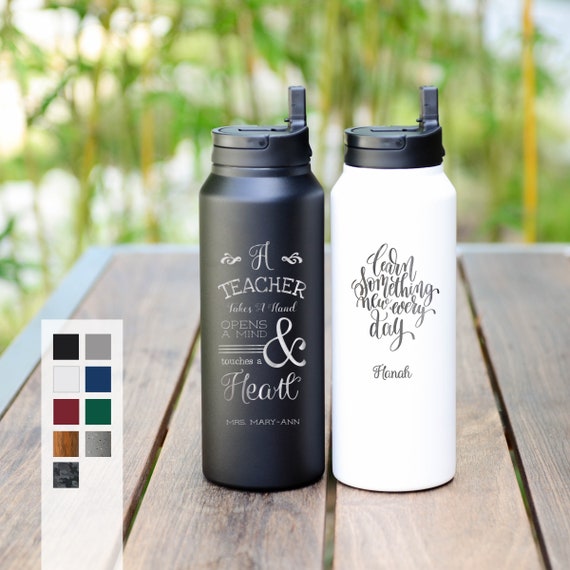 Personalized 32oz Insulated Water Bottle for Teachers | Customized Water Bottle Gift | Nurse Gift | Stainless Steel Water Bottle | Free Ship