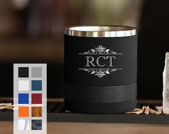 Monogram Initials Lowball Tumbler Personalization | 10oz Rocks Tumbler 10oz | Best Gift For Dad | Personalized Gift For Men, Laser Engraved