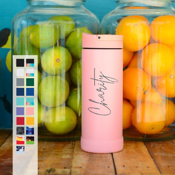 Kids Bottle Fun Iconic Pop Bottle Laser Engraving Personalized Name or Logo - Stainless Steel 14oz Water Bottle for Kids with Poppin' Straps