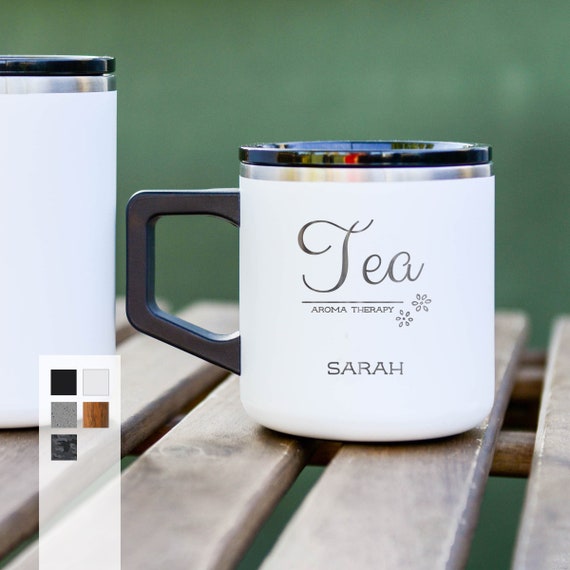 Tea Lover's 12oz Camping Mug | Customized Stainless Steel Soda Cup | Scratch Resistant Hot or Iced Coffee Mug | BPA Free No Aftertaste Mug