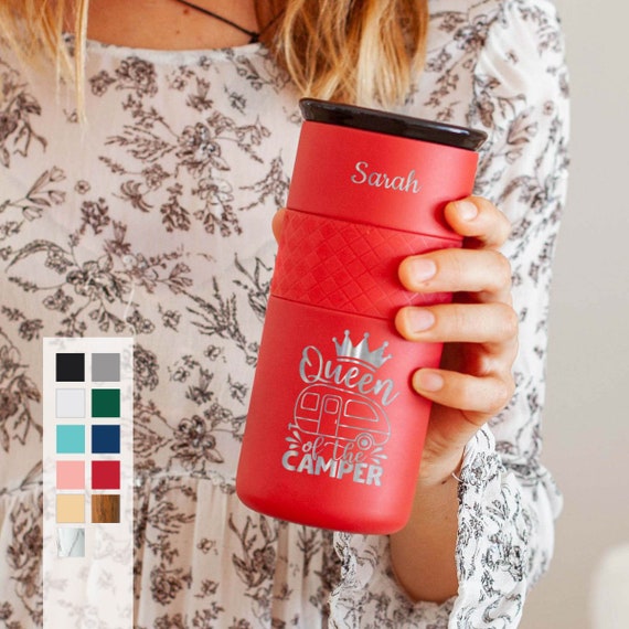 Personalized Insulated Tumbler, Stainless Steel Coffee Tumbler 16oz with CERAMIC Lid - 6hrs hot|18 hrs cold| Glamping, Best Gift for Campers
