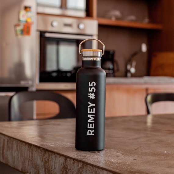 Sport Number and Name Stainless Steel Water Bottle 25oz Birthday Gift | Personalized Athlete Gifts | High School Sports | Soccer, Football