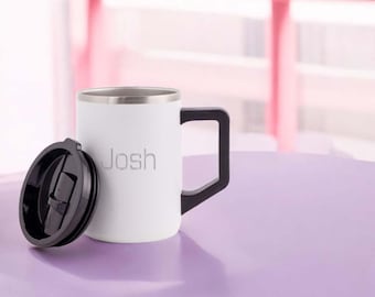 Insulated Mug with Lightweight Handle 16oz | Popular Coffee Mug | Personalized Laser Engraved Name Text Logo Custom Design