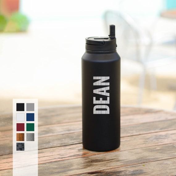Personalized Name Insulated Stainless Steel Water Bottle 32oz Elemental Custom Engraved Text or Name | Custom Logo Engraving | FREE SHIP