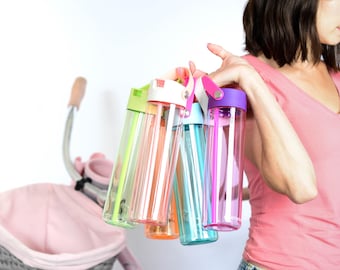 Fun Splash Water Bottles | BPA-Free Tritan Sippy Cup | Reusable Leakproof Bottle with Strap | Ideal for Sports or School