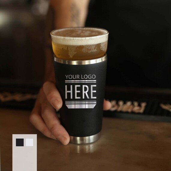 Personalized Stainless Steel Pint Glass, Elemental Bottles Brand Pint Glass 16oz, Perfect Gift for Dads, Custom Name Gift Custom Logo Design