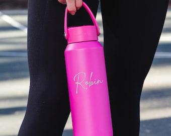 Custom Name Large Water Bottle | 40oz Personalized Stainless Steel Insulated Straw Bottle for Him and Her | Sports, Gym & School Essential