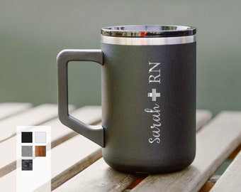 Personalized Registered Nurse Design 16oz Coffee Mug | Nursing Student's Gift Mugs | Car Cup Holder Fit Coffee Cup | Custom Name Camp Mug