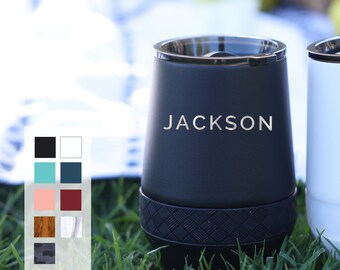 Personalized Stemless Wine Tumbler | 10oz Insulated Stainless Steel Tumbler | BPA Free | Wine Lovers Gift | Wedding Gift | Wine Tumbler