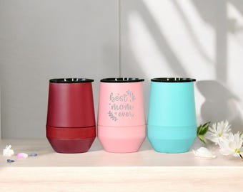 Wine Tumbler for Mom | Customized Laser Engraved Insulated Cup |  Best Gift for Grandma, Mommy and Aunt
