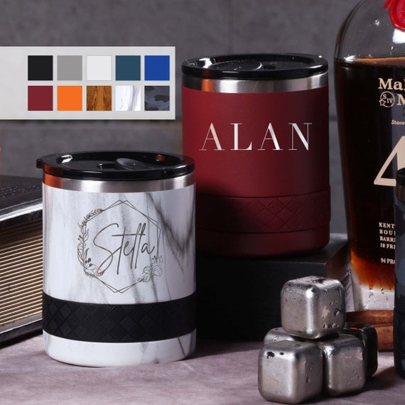 Personalized Rocks Tumbler 10oz | Lowball Tumbler | Best Gift For Birthdays | Personalized Gift For Men | Laser Engraved Name and Logo Mug