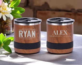 Personalized Whiskey Tumbler with Laser Engraved Name | 10oz Wedding Rocks Glass for Best Man Proposal, Groomsman Gift, or Groom Keepsake