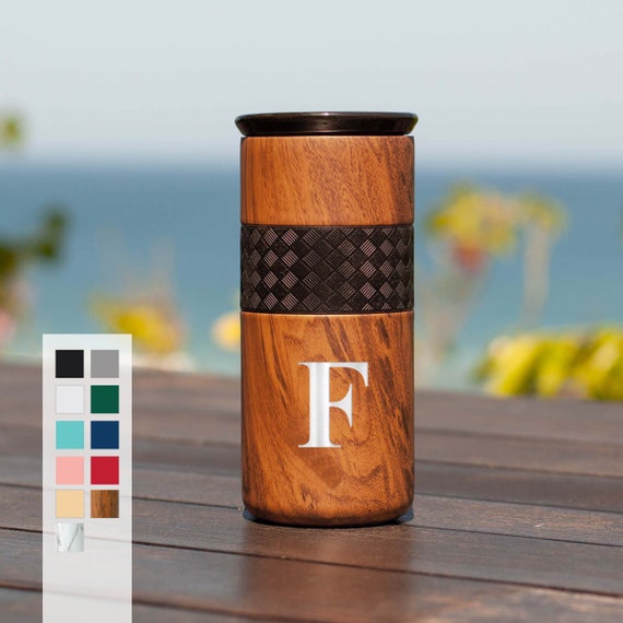 Personalized Insulated Initials 16oz Tumbler | Customized Monogram Gift Mug | Hot and Cold Coffee Stainless Steel Tumbler | Laser Engraved