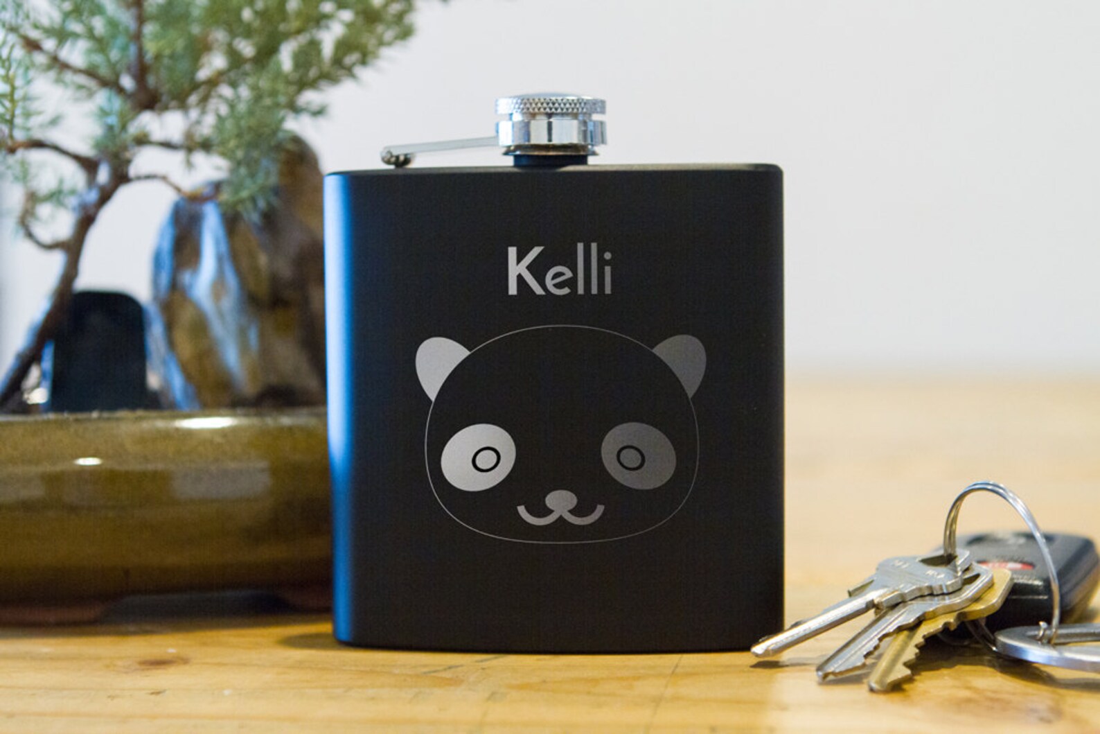 Personalized flask panda bear flask name on flask Etsy
