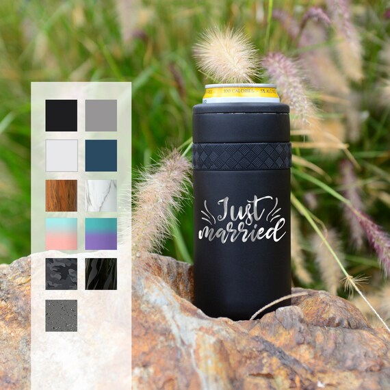 Personalized Can Cooler | Custom Bridal Gift | Engraved 12oz Elemental Slim Can Cooler | Insulated Beverage Holder, Seltzer Can Cooler