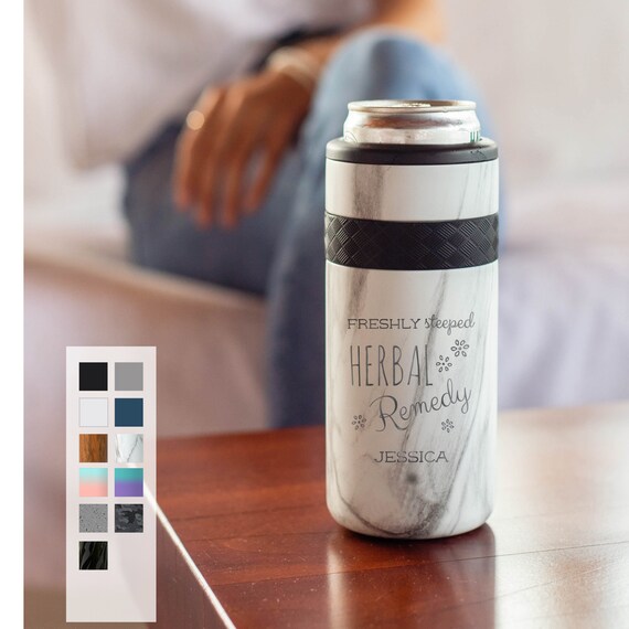 Personalized Laser Engraved 12oz Slim Can Cooler | Soda Can Holder | Non-Slip Can Sleeve | Customized Seltzer Insulated Skinny CAn Cooler