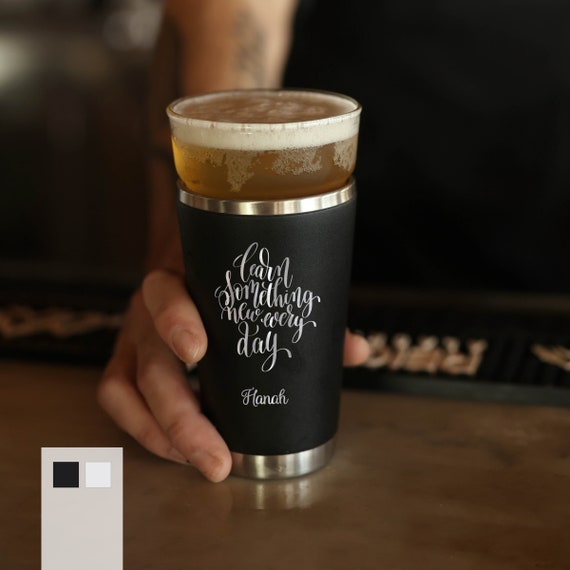 Personalized Educational Designs 16oz Beer Pint Glass | Custom Name / Texts Stainless Steel Cup | Gift for Teachers | Professor's Pint Glass