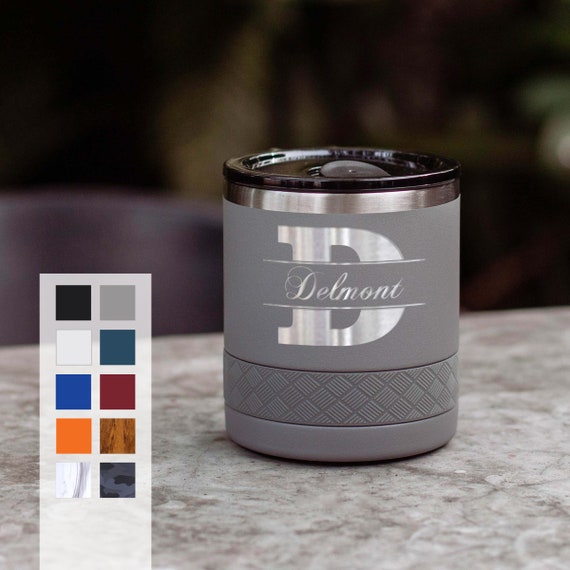 Personalized Whiskey Tumbler | Customized Name Initials Monogram 10oz Lowball Tumbler with No Slip Bottom | Best Gift For Engagements Party