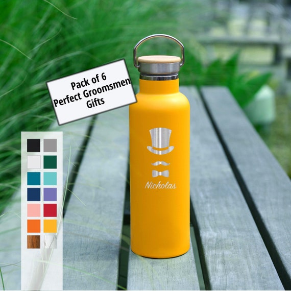 Pack of 6 Personalized Insulated 25oz Water Bottle | Customized Gifts Coffee Bottle | Stainless Steel Water Bottle | Wedding Party Gifts