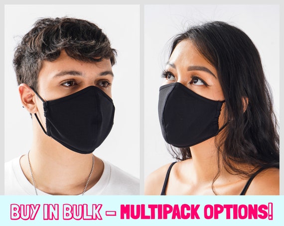 10+ Pack of Adult 3 Layer Reusable Washable Face Masks, 3 Ply Cotton Mask with Adjustable Ear Loops - Wholesale Bulk, Large Quantity Masks