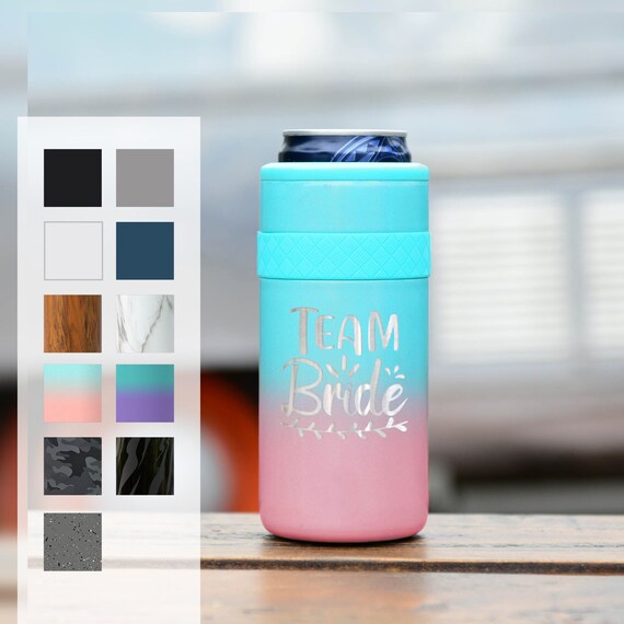 Personalized Bridal Can Cozie | Custom Bridal Gift | Engraved 12oz Elemental Slim Can Cooler | Insulated Beverage Holder, Seltzer Can Cooler