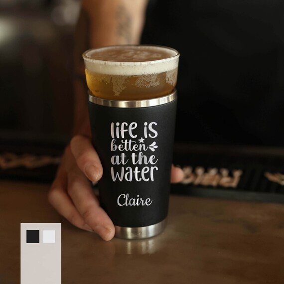 Beer Lover 16oz Stainless Steel Pint Glass | Perfect Gift for Colleague , Crew or Band | Custom Name Design Gift | Groomsman Beer Pint Glass