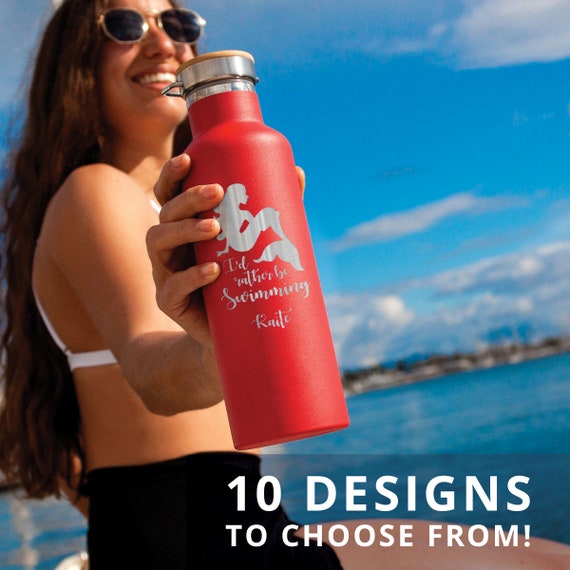 Beautiful Personalized Stainless Steel Water Bottle - Custom Laser Engraved 25oz Double Walled Vacuum Insulated Bottle