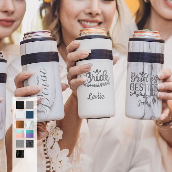 Personalized Slim Can Insulated Stainless Steel 12oz Skinny Can cooler | Custom Bridal Party Gift | Bridesmaids Gifts | Slim Can Holder