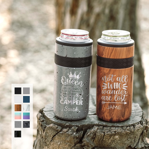 Personalized Can Cooler | Beer Gift Engraved 12oz Elemental Slim Can Cooler | Insulated Beverage Holder, Seltzer Can Cooler, Birthday Gift