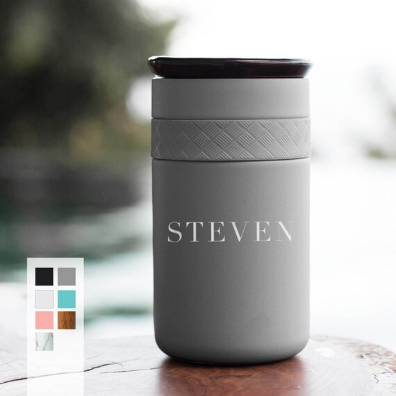 Personalized Insulated Stainless Steel Tumbler 12oz with CERAMIC Lid | Customized Logo Gift | Best Gift for Coffee Lovers | Birthday Gift