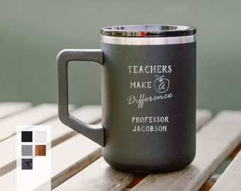 Personalized Professor's Coffee Mug | Custom Name 16oz Stainless Steel Camp Mug | BPA-Free Food Grade Cup with Durable Plastic Lid |