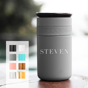 Personalized 12oz Tumbler, Insulated Stainless Steel Coffee Tumbler w/CERAMIC Lid - 6hrs hot |18 hrs cold| Best Gift for Coffee, Tea Lovers