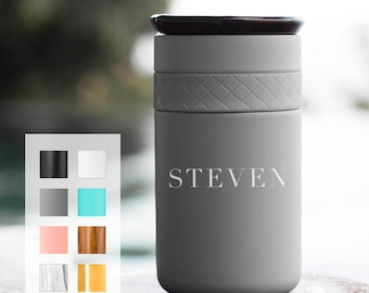 Personalized 12oz Tumbler, Insulated Stainless Steel Coffee Tumbler w/CERAMIC Lid - 6hrs hot |18 hrs cold| Best Gift for Coffee, Tea Lovers