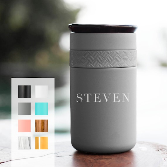 Personalized 12oz Tumbler, Insulated Stainless Steel Coffee Tumbler w/CERAMIC Lid - 6hrs hot |18 hrs cold| Best Gift for Coffee, Tea Lovers