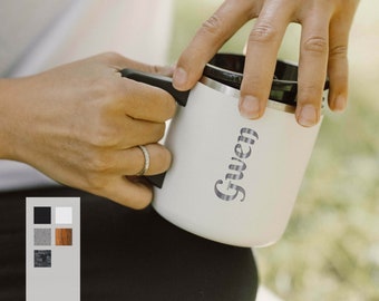 Personalized 12oz Non-Slip Bottom Coffee Mug | Customized Stainless Steel Soda Cup | Durable Plastic Lid Mug | Custom Logo Name Coffee Cup