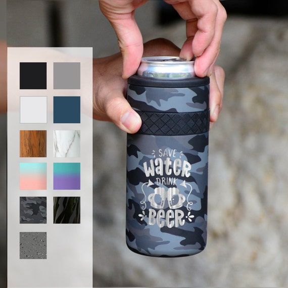 Insulated Beverage Holder| Personalized Can Cozie | Beer Gift Engraved 12oz Elemental Slim Can Cooler | Seltzer Can Cooler, Birthday Gift