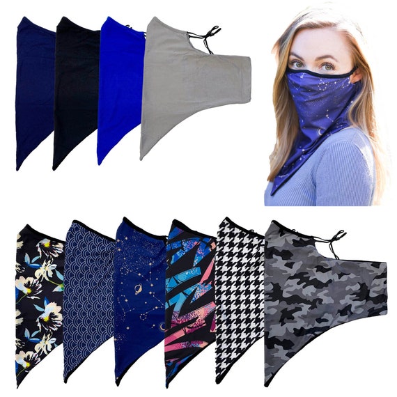 Adjustable Ear Loops Neck Gaiter Mask With 3 Layers of Fabric and Filter Pocket, Nose Contour, Cooling Moisture Wicking, Adult Unisex
