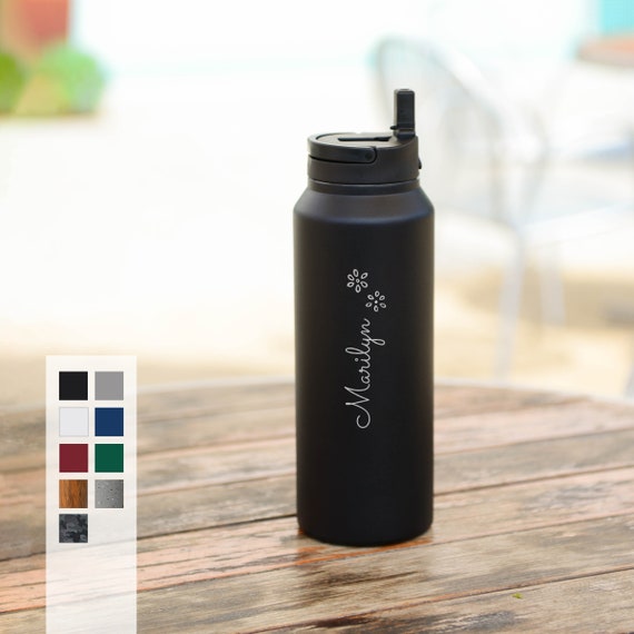 Personalized Insulated Stainless Steel Water Bottle 32oz with Strap | 6hrs hot |18 hrs cold | Best Gift for Coffee Lovers | FREE SHIP