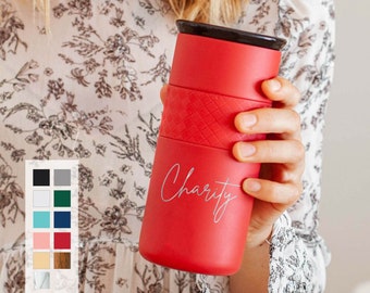 Personalized Insulated Stainless Steel Coffee Tumbler 16oz with CERAMIC Lid - 6hrs hot |18 hrs cold| Best Gift for Coffee Lovers, Birthdays