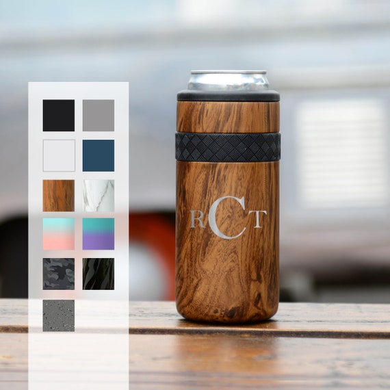 Personalized 12oz Skinny Can Cooler | Monogram Slim Can Cooler | Engraved Slim Can Cooler | Insulated Beverage Holder, Seltzer Can Cooler