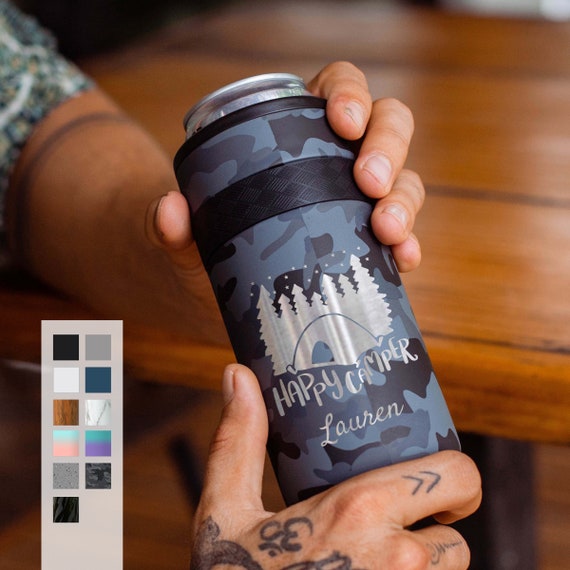 Customized Can Cooler | Best Camping Gift Engraved 12oz Elemental Slim Can Cooler | Insulated Beverage Holder, Seltzer Can Cooler