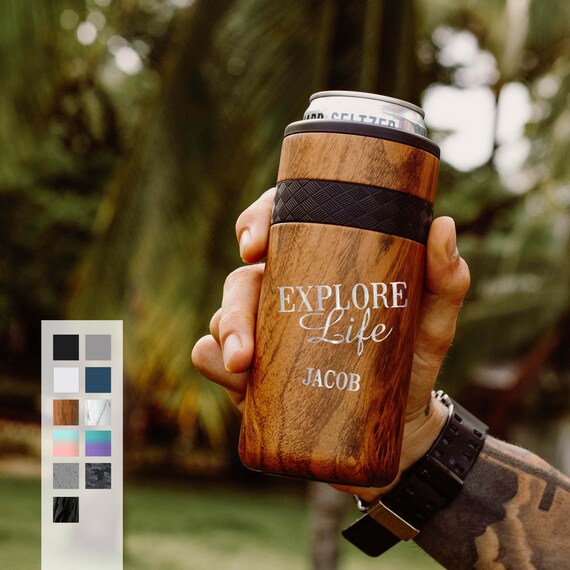 Personalized Can Cooler | Best Camping Gift Engraved 12oz Elemental Slim Can Cooler | Insulated Beverage Holder, Seltzer Can Cooler