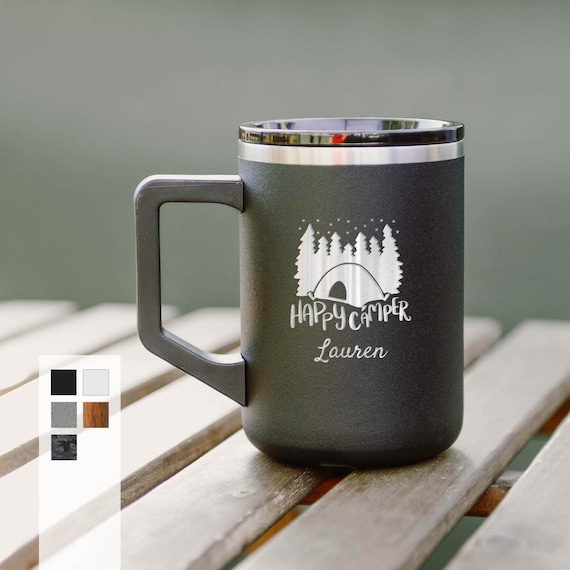 Taza de camping personalizada de 16 oz Taza de campamento de acero  inoxidable aislada con tapa deslizante / 6 horas de bebidas calientes o 12  horas frías / Taza de viaje ligera -  España