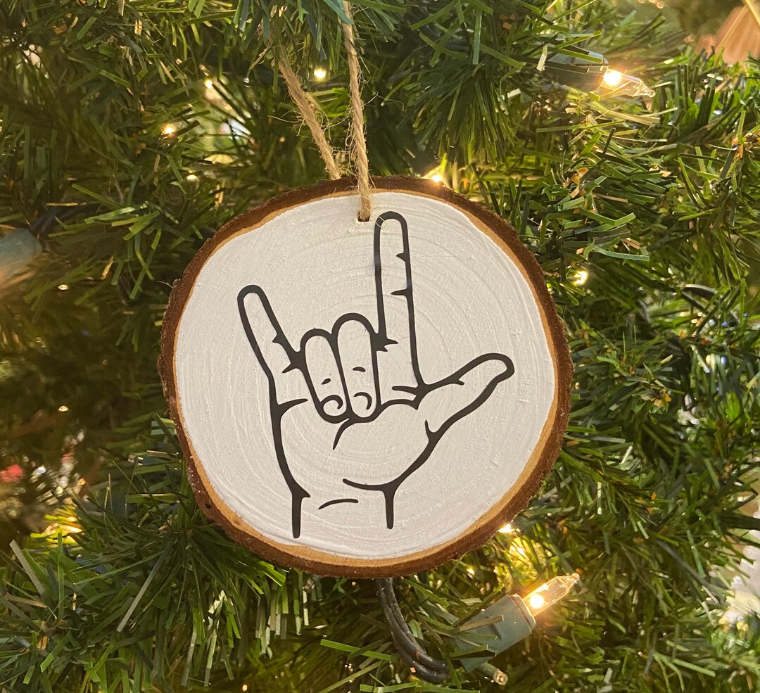 ASL I Love You Christmas Ornament 3.54 Wood Slice Ornament Etsy